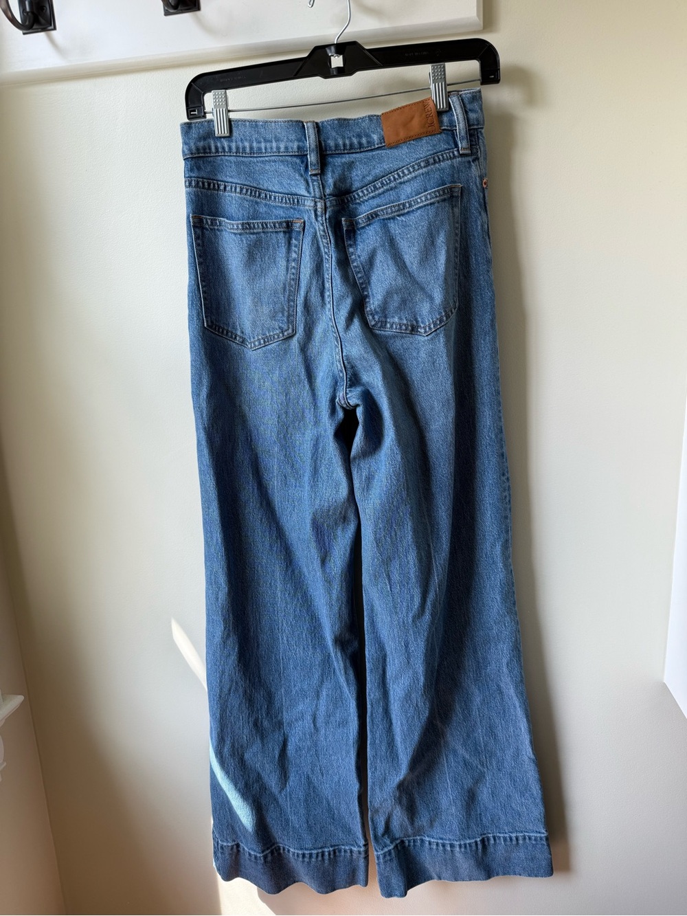 J CREW Wide Leg Trousers Jeans Blue Denim Closet Staple Classic High Rise 27 - Picture 2 of 9
